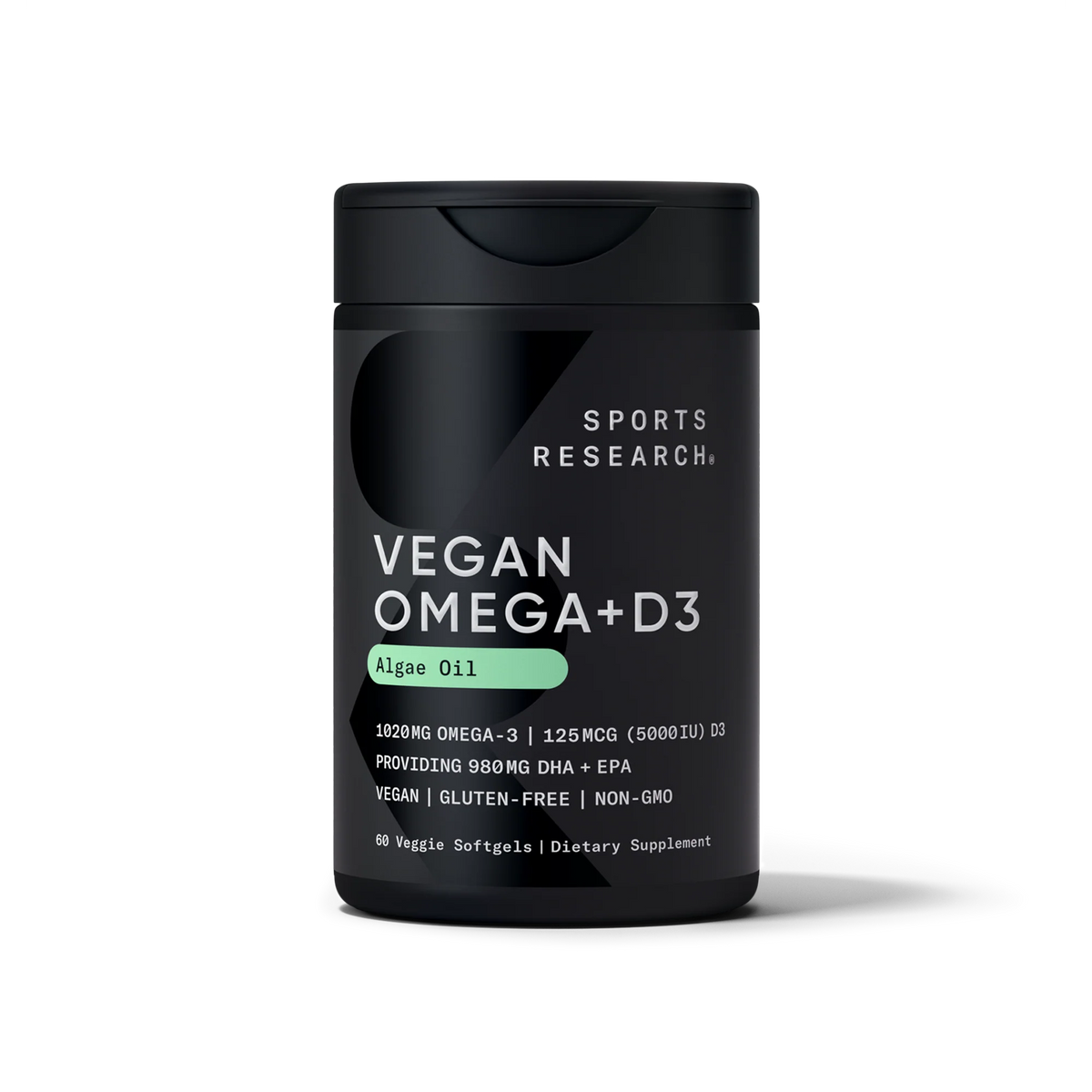 Vegan Omega-3 1400mg + Vitamin D3 5000iu (60 veggie softgels)